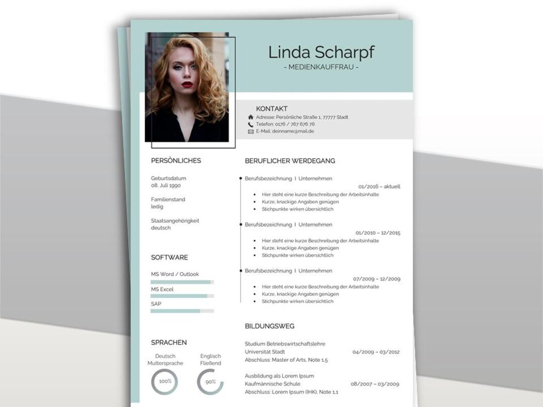 PREMIUM CV Template Word & Pages | Application Template German - Etsy
