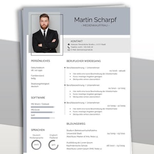 Plantilla de CV PREMIUM moderna: plantilla de solicitud en alemán con carta de presentación, hoja de presentación y carta de motivación | Palabra + Páginas