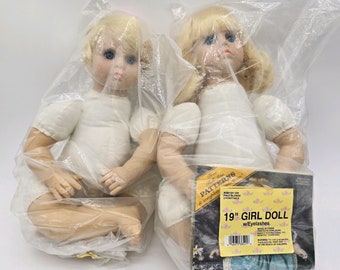 Two 19” Wang Intern'l Craft Dolls w/Clothes Patterns