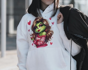 Hoodie Grinch Mädchen mit Weinglas - Basic Unisex Hoodie