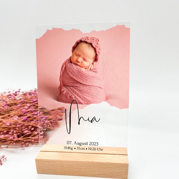 Babyfoto auf Acryl/Geschenk für Eltern/Geschenk zur Geburt/ Geschenk Mutter / Geschenk Vater