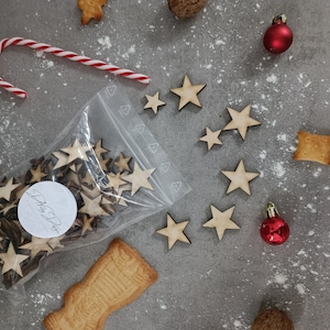 100 pieces of scattered decoration stars/small stars/large stars/made of wood/table decoration/Christmas decoration/wooden stars