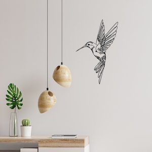 Lineart wall decoration hummingbird made of wood/wall decoration/wall decoration made of wood/hummingbird