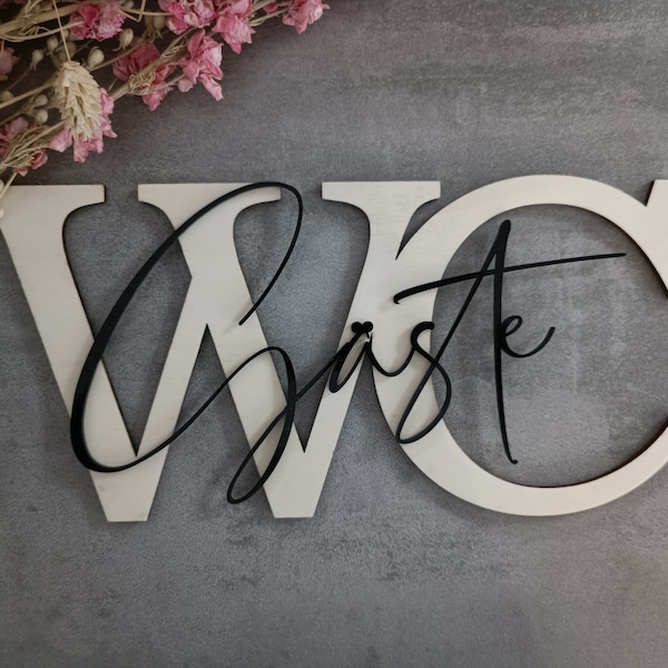 Guest toilet 3D door sign/guest toilet lettering/guest toilet saying/guest toilet decoration/decoration for guest toilet/guest toilet sign wood/lettering made of wood