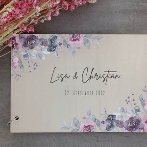 Wedding memory book guest book photo book made of wood personalized with your names and dates