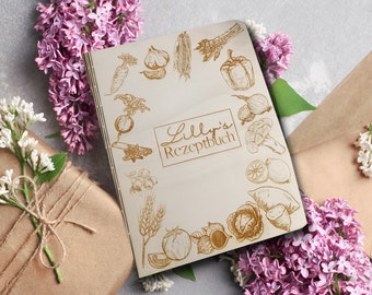 Personalisiertes Rezeptbuch/Kochbuch aus Holz/Geschenk für Mama/Geschenkidee Kochliebhaber/Rezeptbuch aus Holz/Rezeptebuch