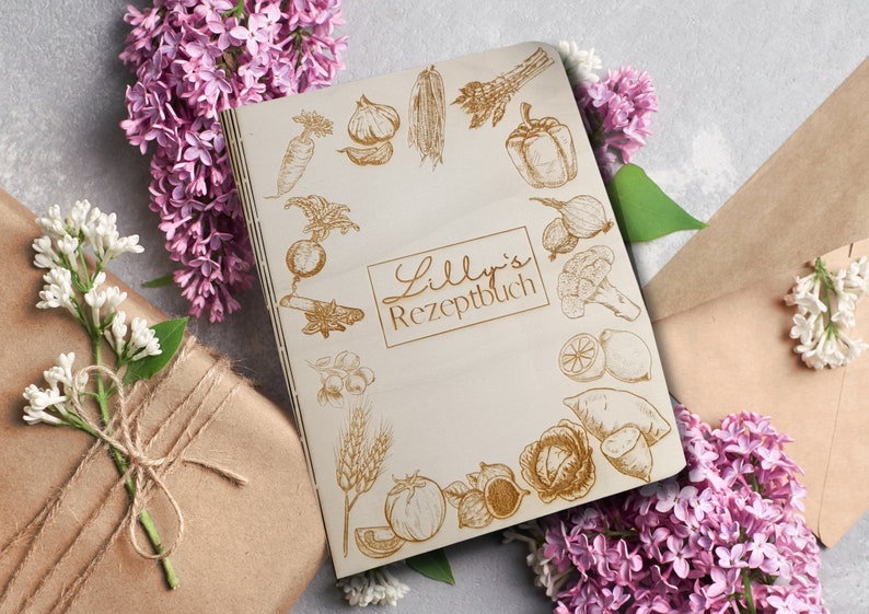 Personalisiertes Rezeptbuch/Kochbuch aus Holz/Geschenk für Mama/Geschenkidee Kochliebhaber/Rezeptbuch aus Holz/Rezeptebuch Bild 1