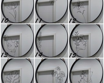 Mirror sticker lineart/mirror sticker 20 cm/sticker/decoration/gift/gift idea/bathroom decoration/mirror decoration