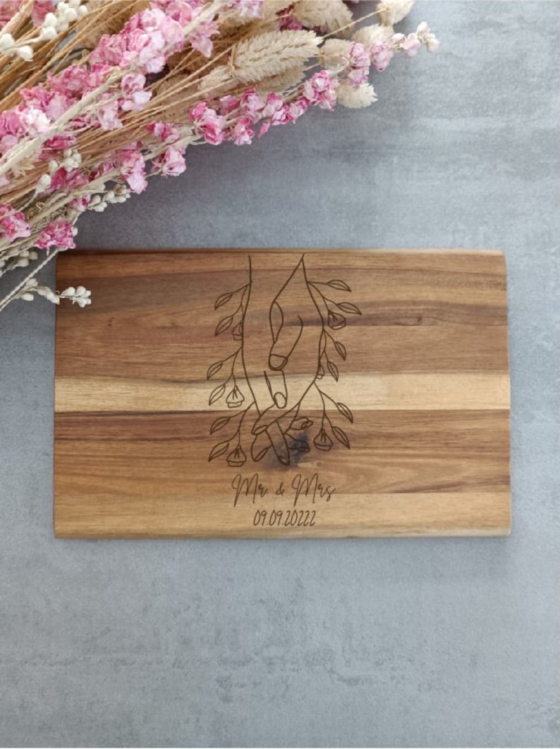 Board with name and wedding date/breakfast board/wedding/wedding gift/breakfast board personalized/wood image 9