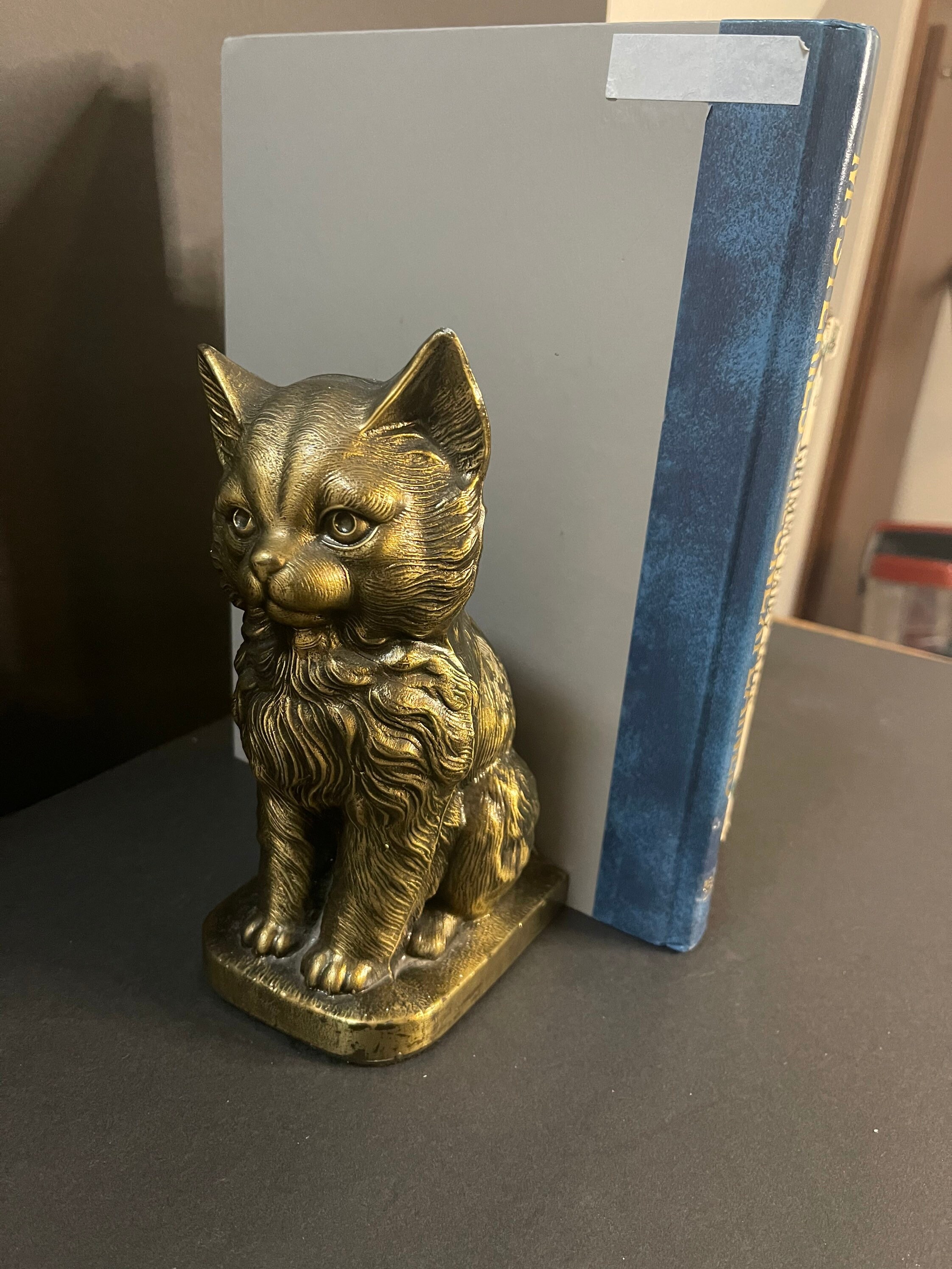 Vintage Brass Cat Bookends S.C.C Vtg Kitten Book Ends Etsy