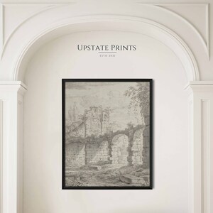 Roman Ruins Architecture Sketch | Light Academia Decor | Black and White Art Prints | PRINTABLE Wall Art Download | #129