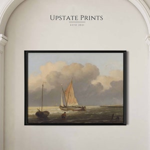 Vintage Sailboat Oil Painting | Coastal Lake House Print | Art History | DIGITAL DOWNLOAD Wall Art | 139