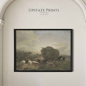 Farm Animal Landscape | Vintage Sheep Oil Painting | French Country Farmhouse Decor | Art History | PRINTABLE Wall Art Download | #130