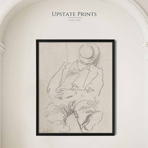 Sleeping Man Portrait Print | Vintage Sketch | Black and White Line Drawing | PRINTABLE Wall Art Download | #162