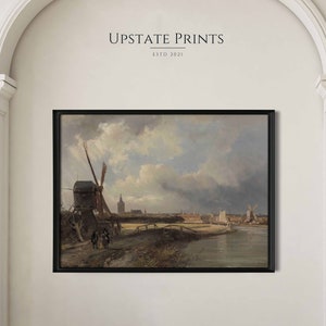 Countryside Windmill Landscape | French Country Decor | Vintage Oil Painting Print | Art History | PRINTABLE Wall Art Download | #48