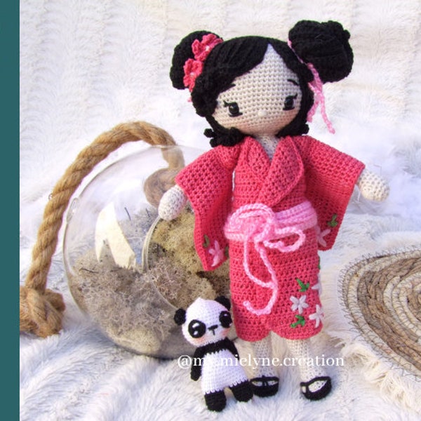 Patron Pattern Tutorial PDF in French/English to download, crochet doll, amigurumi, plush, Ohayô Japan