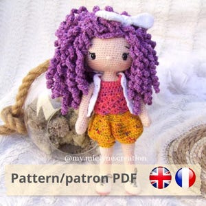 Pattern Tutorial PDF in French/English to download, crochet doll, amigurumi, plush, Sunshine