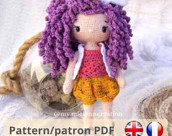 Häkelanleitung (PDF) in Französisch/Englisch für eine Puppe, ein Amigurumi, ein Plüschtier, Sonnenschein