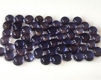 Wholesale Lot Of 50-100 Pcs Natural Iolite Round Cabochon Flat Back 3mm, 4mm, 5mm, 6mm, 7mm, 8mm - Loose Blue Iolite Round AAA Quality