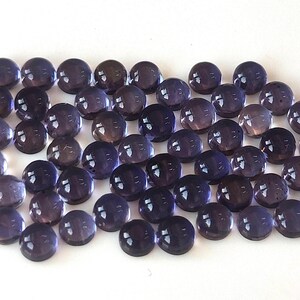 Iolite ronde 4 mm, Iolite bleu naturel Cabochon rond 4 x 4 mm à dos plat véritable - Pierres précieuses de qualité Iolite AAA en vrac "Lot de 1-50 pcs"
