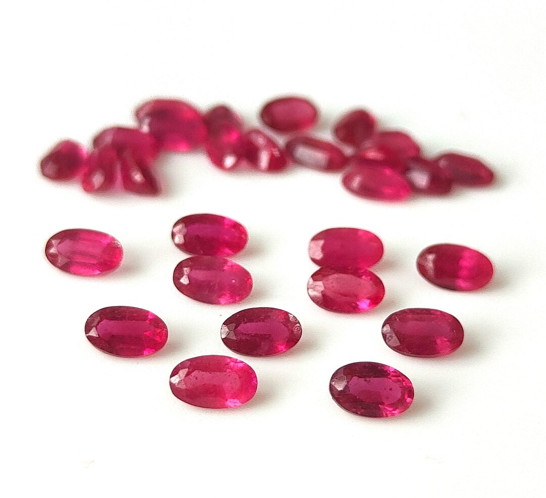 4x6 Mm Ruby Oval Cut, Glass Filled Ruby 4x6 Mm Oval Cut Faceted Genuine ...