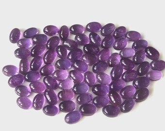 10x14 mm Amethyst Oval, Natural Amethyst 10x14mm Oval Cabochon Flat Back Genuine -Loose Amethyst AAA Quality Cabs "Lot Of 1-50 Pcs"
