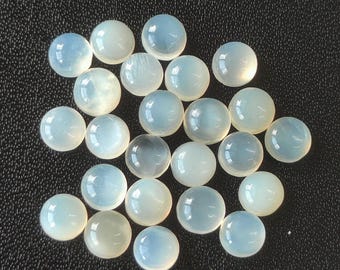 Großhandelsmenge von 50-100 Stück natürlicher weißer Mondstein runder Cabochon 3 mm, 4 mm, 5 mm, 6 mm, 7 mm, 8 mm, 10 mm - Loser Mondstein rund AAA-Qualität