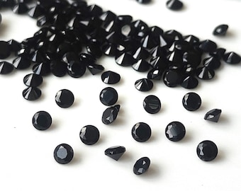 Espinela negra redonda de 4 mm, espinela negra natural de 4 x 4 mm, talla facetada, auténtica, suelta, calidad AAA, talla gema. Lote de 1 a 50 piezas.