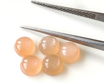6 mm Peach Moonstone Round, Natural Peach Moonstone 6x6 mm Round Cabochon Flat Back Genuine -Loose Moonstone AAA Quality "Lot Of 1-50 Pcs"