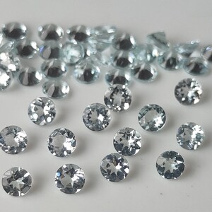 6 mm Aquamarine Round ,Natural Aquamarine 6x6mm Round Faceted Cut Genuine -Loose Aquamarine AAA Quality Faceted &quot;Lot Of 1-50 Pcs&quot;