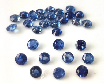 Lotto all'ingrosso di 50-100 pezzi di cianite blu naturale taglio rotondo sfaccettato 3 mm, 4 mm, 5 mm, 6 mm, 7 mm, 8 mm - Cianite rotonda sfusa qualità AAA
