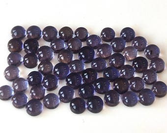 8 mm アイオライト ラウンド、天然ブルー アイオライト 8 x 8 mm ラウンドカボション フラットバック 本物 - ルース アイオライト AAA 品質 宝石「1～50 個ロット」