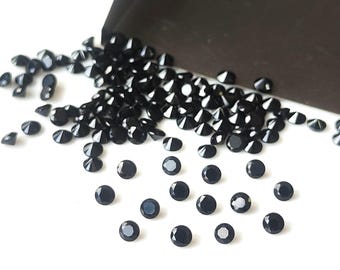 Espinela negra redonda de 3 mm, espinela negra natural de 3 x 3 mm, talla facetada, auténtica, suelta, calidad AAA, talla gema. Lote de 1 a 50 piezas.