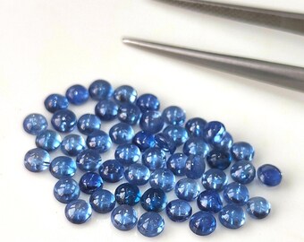 Cabujón redondo de cianita azul de 6 mm, cianita azul natural, 6 x 6 mm, base plana, auténtica cianita suelta, calidad AAA (Lote de 1 - 50 piezas)