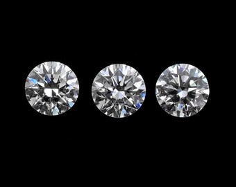 Diamante branco redondo de 3 mm, lapidação brilhante, cor E-F natural vs. diamante branco, lapidação redonda de 3 x 3 mm - diamante solto, qualidade AAA, "Lote com 1 - 50 peças"