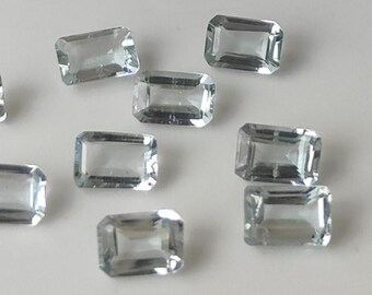 Wholesale Lot Of 50-100 Pcs Natural Aquamarine Octagon Cut 3x5 mm, 4x6 mm, 5x7 mm, 6x8 mm, 7x9 mm, 8x10 mm Faceted Cut Loose Aquamarine