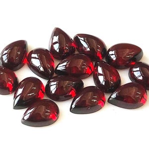 5x7 mm Red Garnet Pear, Natural Garnet 5x7mm Pear Cabochon Flat Back Genuine -Loose Garnet AAA Quality Gemstone Cabs &quot;Lot Of 1-50 Pcs&quot;