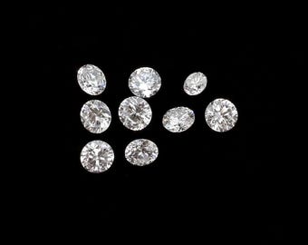 Diamante branco redondo de 3 mm, lapidação brilhante, cor natural G-H, diamante branco, lapidação redonda de 3 x 3 mm, diamante solto, qualidade AAA, lote com 1 - 50 peças