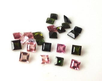 3 mm Multi Tourmaline Square, Natural Tourmaline 3x3mm Square Cut Faceted Genuine -Loose Tourmaline AAA Quality Gemstone "Lot Of 1-50 Pcs"
