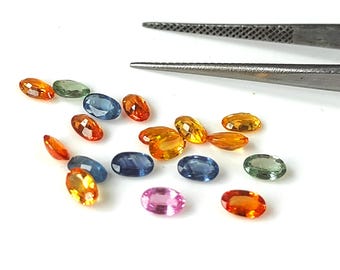 3 x 5 mm Multi Safir Oval Slipning, Naturlig Endast Uppvärmd Multi Safir 3 x 5 mm Oval Slipning Fasetterad Äkta - Lös Multi Safir AAA Kvalitet