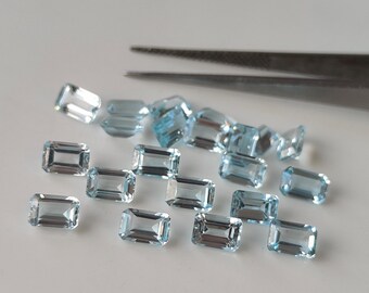 5x7 mm Sky Blue Topaz Octagon Cut, Natural Blue Topaz 5x7mm Octagon Cut Faceted Genuine -Loose Topaz AAA Quality Gemstone "Lot Of 1-50 Pcs"
