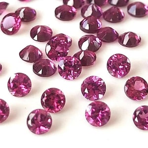 Lote al por mayor de 50 a 100 piezas de granate rodholita rosa natural, talla redonda facetada, de 1 mm, 2 mm, 4 mm, 5 mm, 6 mm, 8 mm y 10 mm. Granate suelto redondo de calidad AAA.