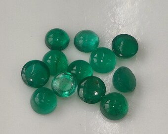 4 mm Zambian Emerald Round Cabochon, Natural Zambian Emerald 4x4 mm Round Cabochon Flat Back - Loose Emerald AAA Quality "Lot Of 1-50 Pcs"