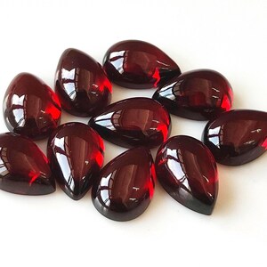 7x10 mm Red Garnet Pear, Natural Garnet 7x10mm Pear Cabochon Flat Back Genuine -Loose Garnet AAA Quality Gemstone Cabs &quot;Lot Of 1-50 Pcs&quot;