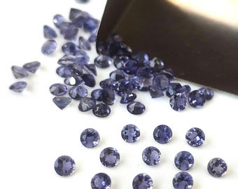 5 mm Iolite Round Cut, Natural Blue Iolite 5x5mm Round Cut Faceted Genuine -Loose Iolite AAA Quality Gemstone "Lot Of 1-50 Pcs"