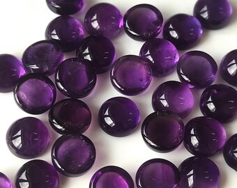 10 mm Amethyst Round ,Natural Amethyst 10x10 mm Round Cabochon Flat Back Genuine -Loose Amethyst AAA Quality Cabs "Lot Of 1-50 Pcs"