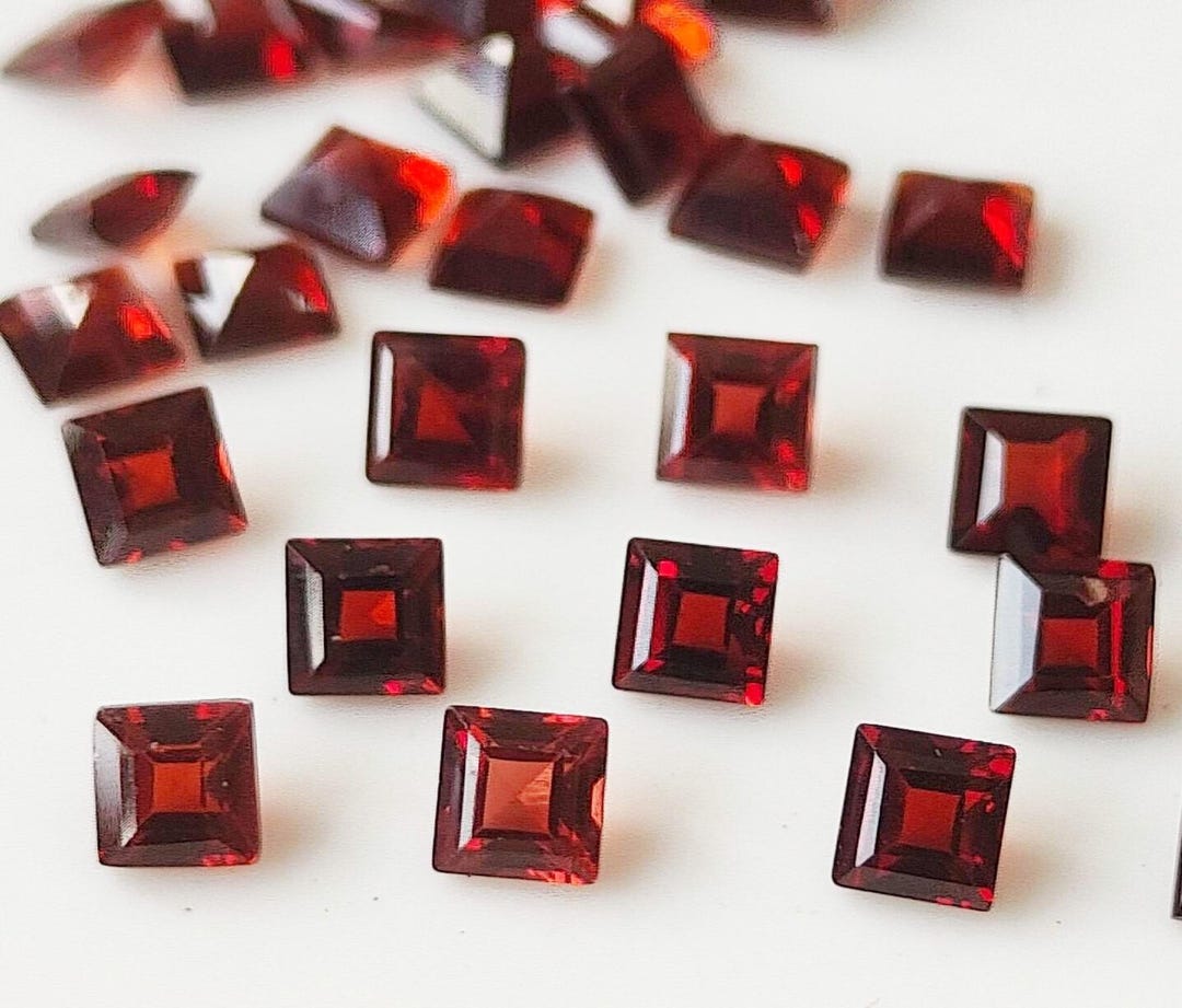 8 Mm Red Garnet Square Cut, Natural Garnet 8x8mm Square Cut Faceted ...
