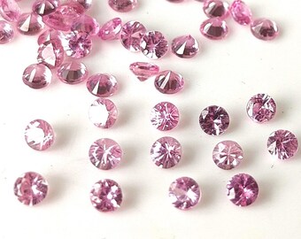 Zafiro rosa redondo de 3,5 mm con corte de diamante, zafiro natural de 3,5 x 3,5 mm, talla redonda, facetado, auténtico, zafiro suelto, calidad AAA (Lote de 1 a 50 piezas)