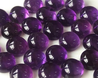 17 mm Amethyst Round, Natural Amethyst 17x17 mm Round Cabochon Flat Back Genuine -Loose Amethyst AAA Quality Cabs "Lot Of 1-50 Pcs"