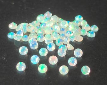 Opala etíope de 5 mm com corte redondo, opala etíope natural multifogo de 5 x 5 mm com corte redondo facetado, genuína, opala solta, qualidade AAA, lote com 1 - 50 peças